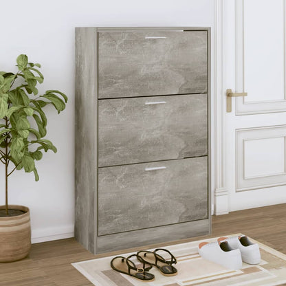 Shoe Cabinet Concrete Grey 63x24x103 cm Engineered Wood