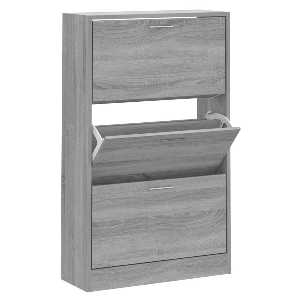 Shoe Cabinet Grey Sonoma 63x24x103 cm Engineered Wood