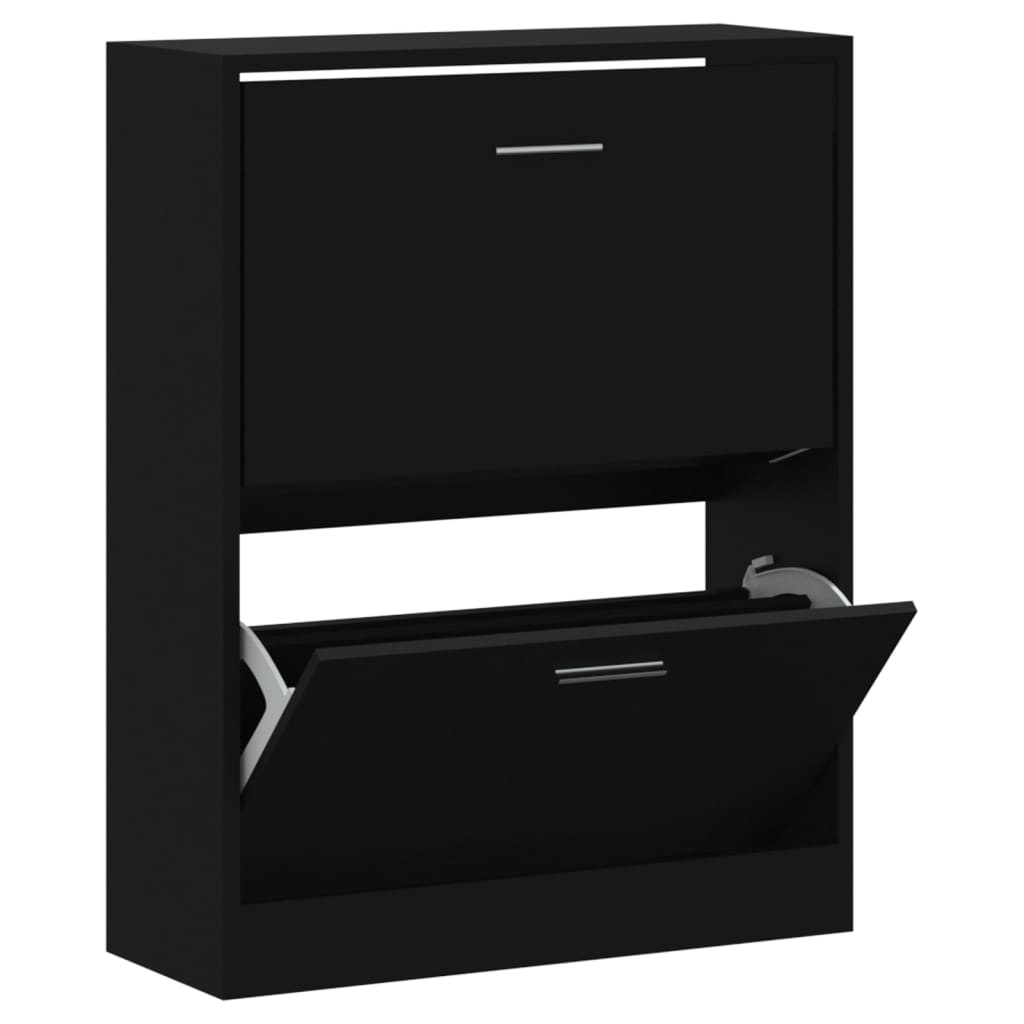 Shoe Cabinet Black 63x24x81 cm Engineered Wood