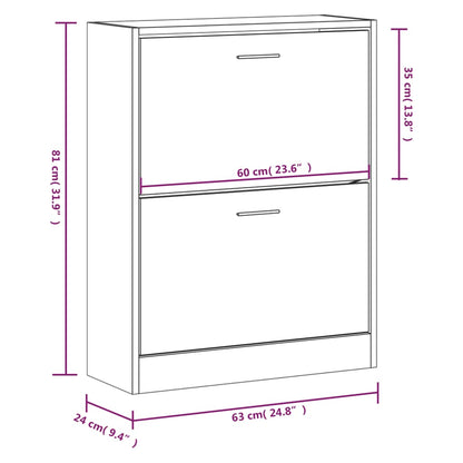Shoe Cabinet Concrete Grey 63x24x81 cm Engineered Wood