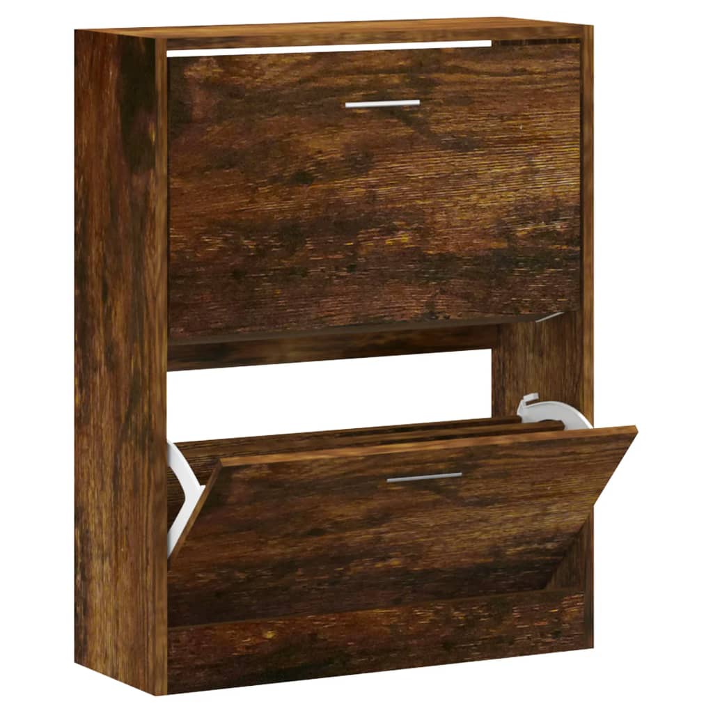 Shoe Cabinet Smoked Oak 63x24x81 cm Engineered Wood