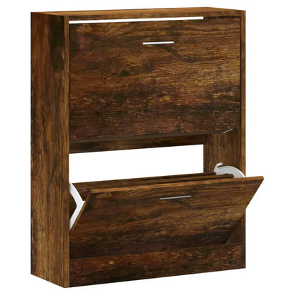 Shoe Cabinet Smoked Oak 63x24x81 cm Engineered Wood