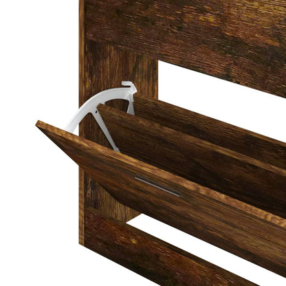 Shoe Cabinet Smoked Oak 63x24x81 cm Engineered Wood