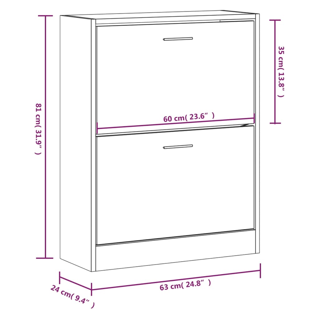 Shoe Cabinet Smoked Oak 63x24x81 cm Engineered Wood