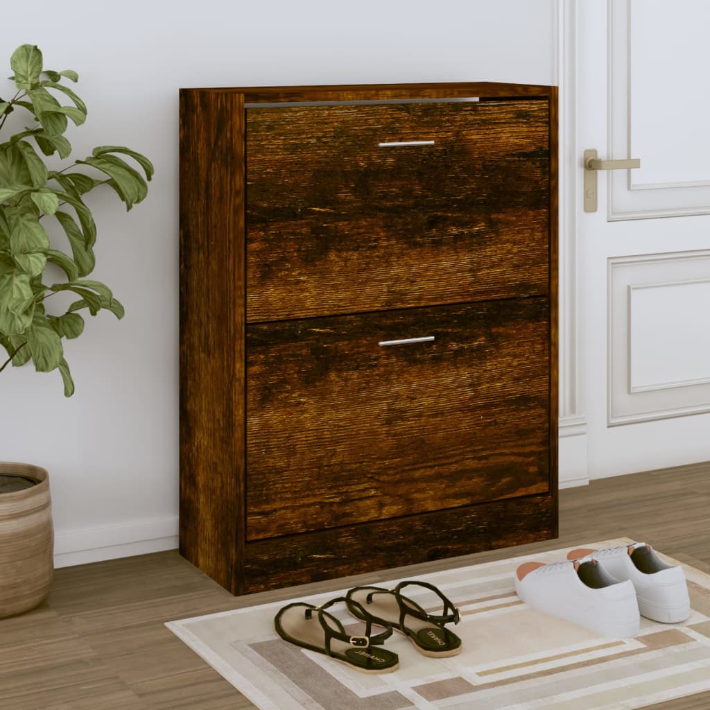 Shoe Cabinet Smoked Oak 63x24x81 cm Engineered Wood