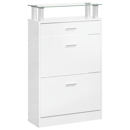 Shoe Cabinet High Gloss White 63x24x104 cm Engineered Wood