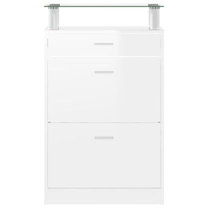 Shoe Cabinet High Gloss White 63x24x104 cm Engineered Wood