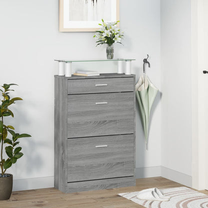 Shoe Cabinet Grey Sonoma 63x24x104 cm Engineered Wood