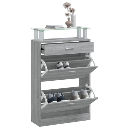 Shoe Cabinet Grey Sonoma 63x24x104 cm Engineered Wood