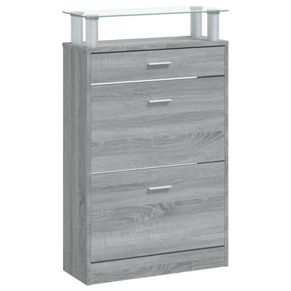 Shoe Cabinet Grey Sonoma 63x24x104 cm Engineered Wood