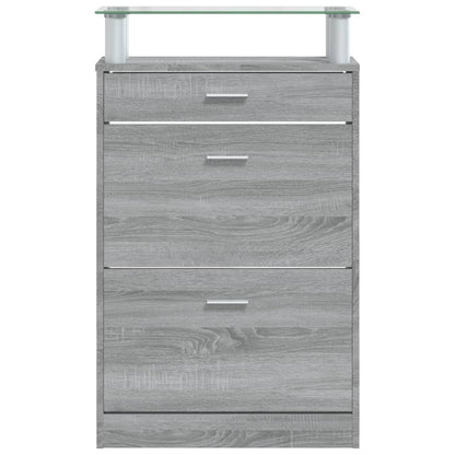 Shoe Cabinet Grey Sonoma 63x24x104 cm Engineered Wood