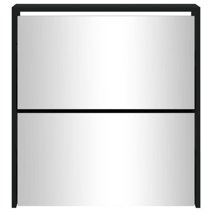 Shoe Cabinet with Mirror 2-Layer Black 63x17x67 cm