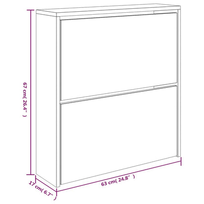 Shoe Cabinet with Mirror 2-Layer Black 63x17x67 cm