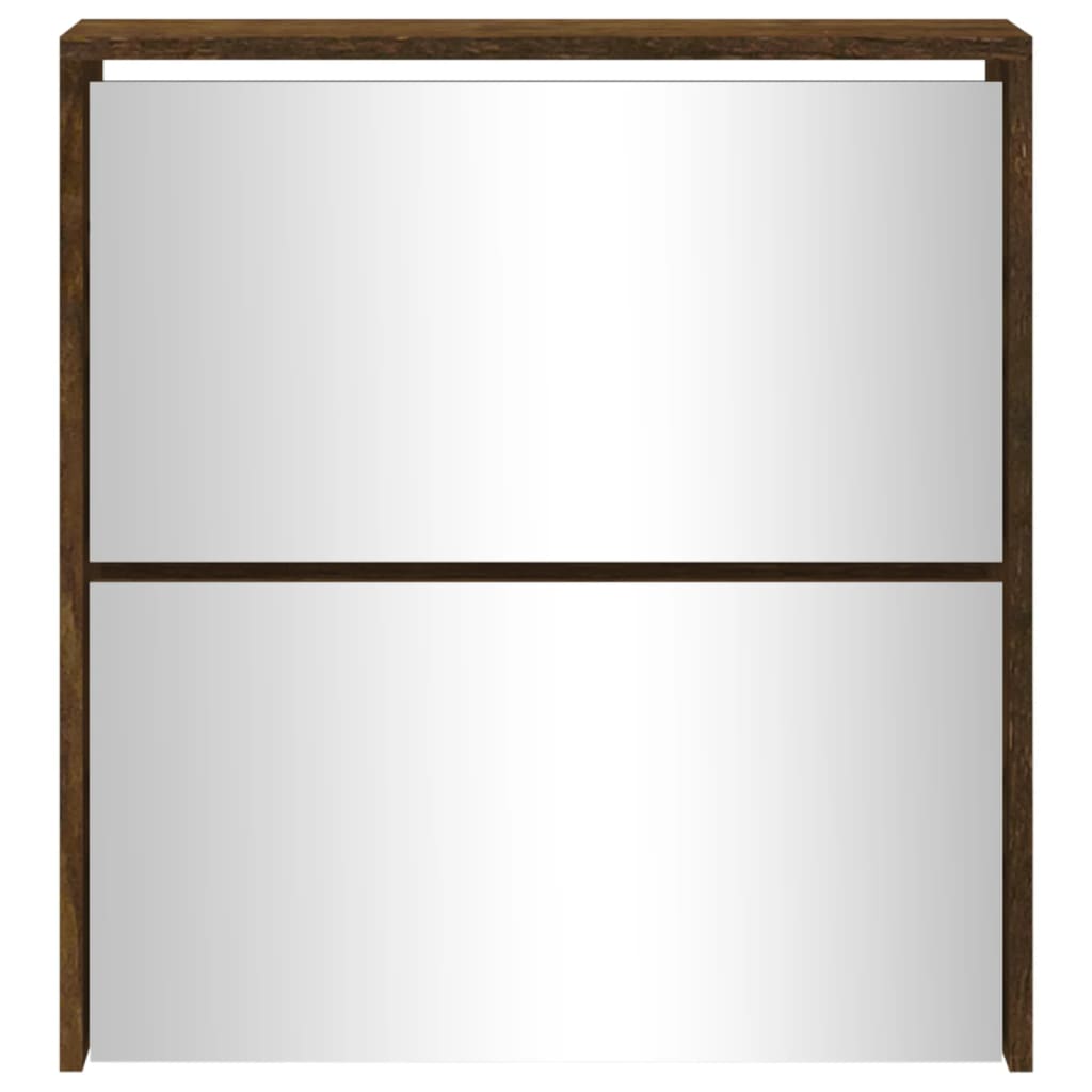 Shoe Cabinet with Mirror 2-Layer Smoked Oak 63x17x67 cm