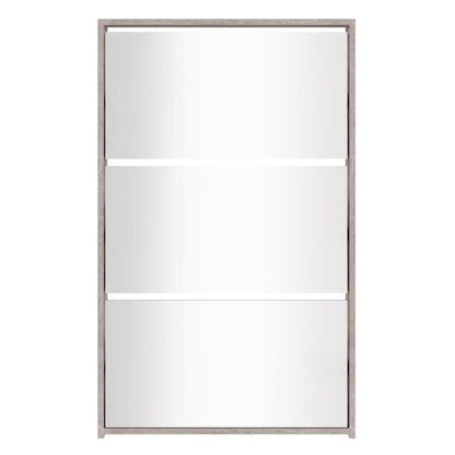 Shoe Cabinet with Mirror 3-Layer Concrete Grey 63x17x102.5 cm
