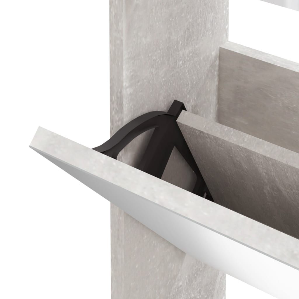 Shoe Cabinet with Mirror 3-Layer Concrete Grey 63x17x102.5 cm