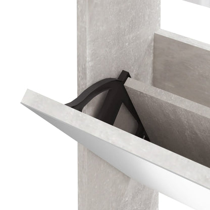 Shoe Cabinet with Mirror 3-Layer Concrete Grey 63x17x102.5 cm
