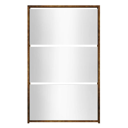 Shoe Cabinet with Mirror 3-Layer Smoked Oak 63x17x102.5 cm