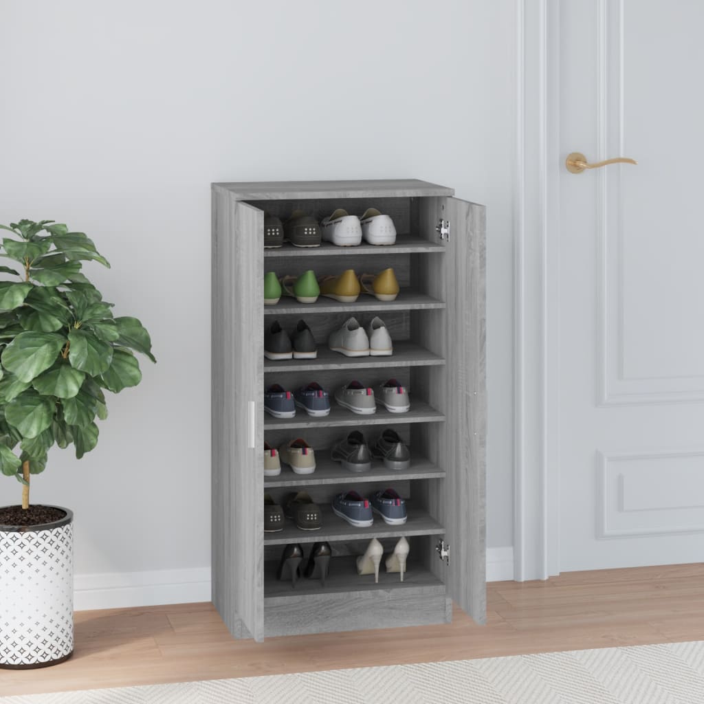 Shoe Cabinet Grey Sonoma 55x35x108 cm Engineered Wood