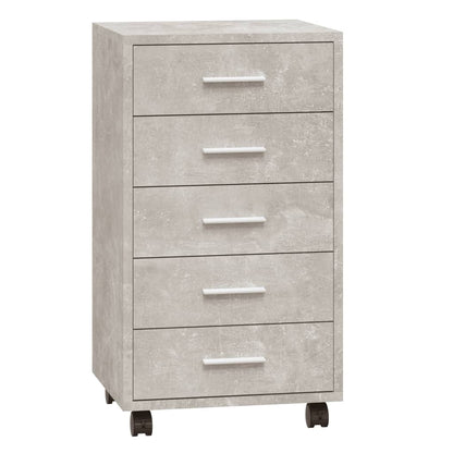 Drawer Cabinet with Castors Concrete Grey Engineered Wood