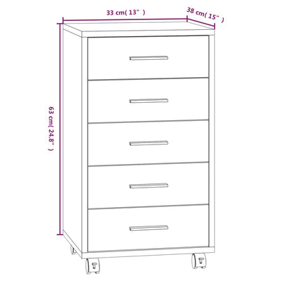 Drawer Cabinet with Castors Concrete Grey Engineered Wood