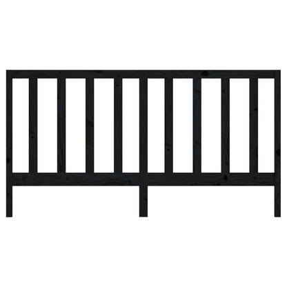 Bed Headboard Black 206x4x100 cm Solid Wood Pine