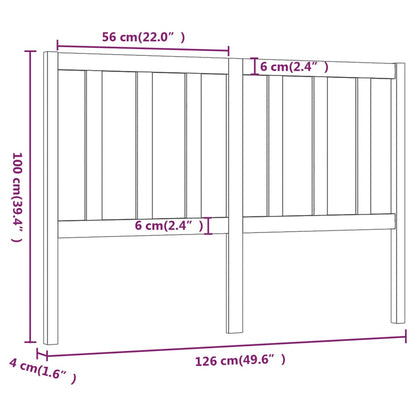Bed Headboard Grey 126x4x100 cm Solid Wood Pine