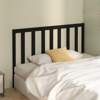 Bed Headboard Black 126x4x100 cm Solid Wood Pine