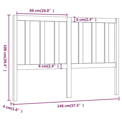 Bed Headboard 146x4x100 cm Solid Wood Pine