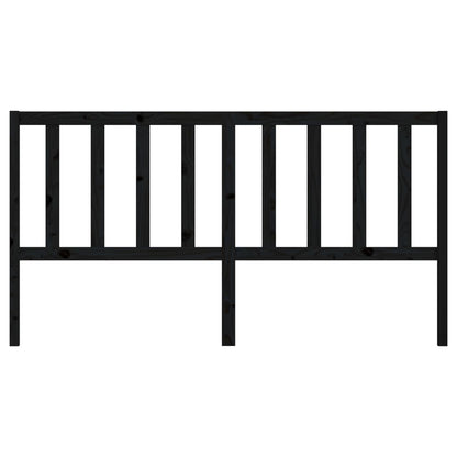 Bed Headboard Black 206x4x100 cm Solid Wood Pine
