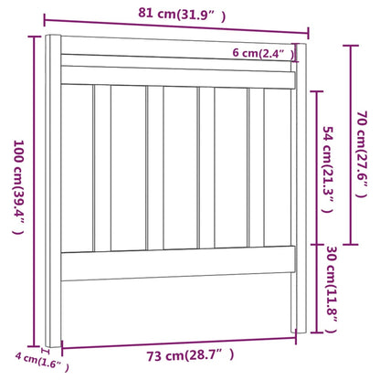 Bed Headboard Black 81x4x100 cm Solid Wood Pine