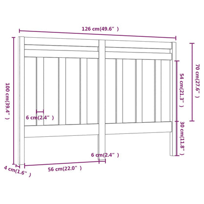 Bed Headboard Black 126x4x100 cm Solid Wood Pine