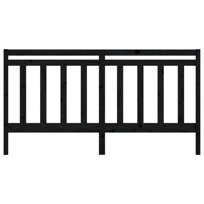 Bed Headboard Black 206x4x100 cm Solid Wood Pine