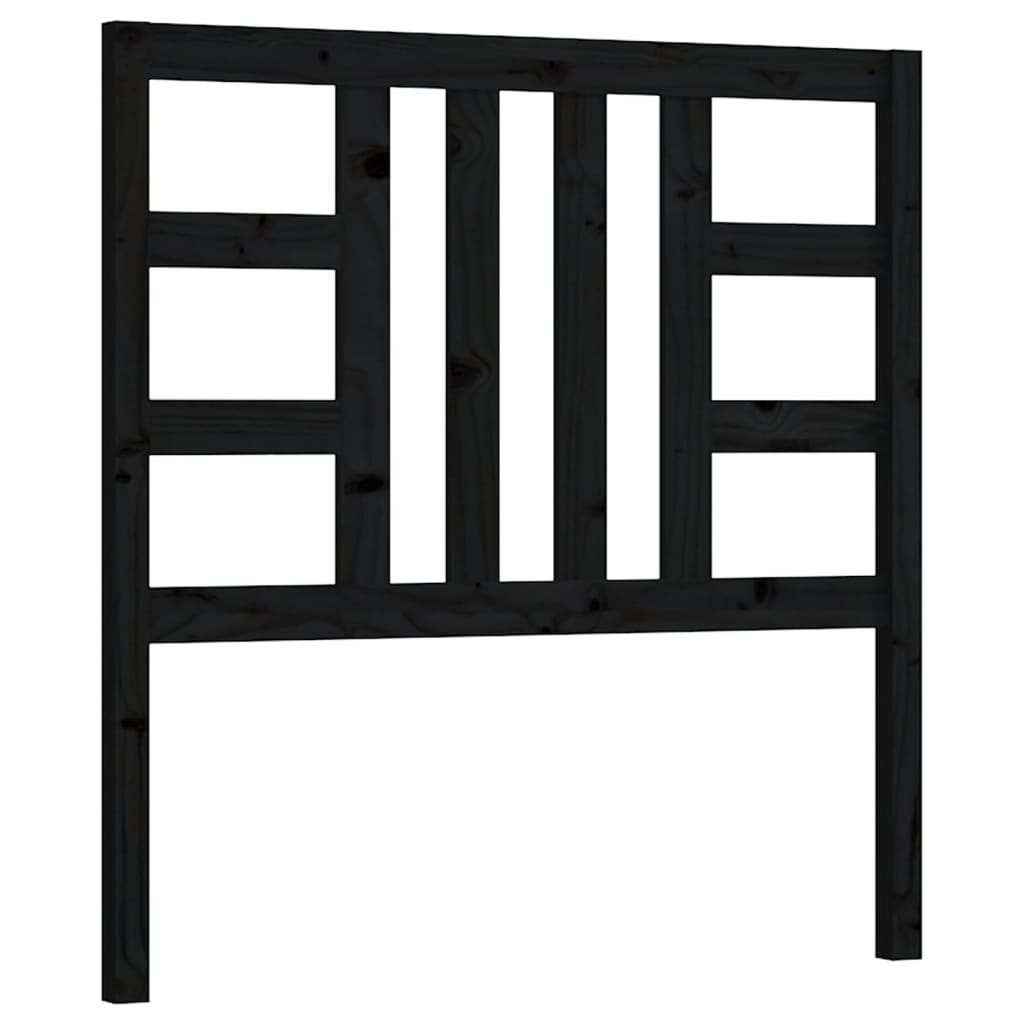 Bed Headboard Black 81x4x100 cm Solid Wood Pine