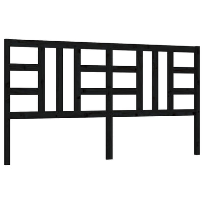 Bed Headboard Black 206x4x100 cm Solid Wood Pine