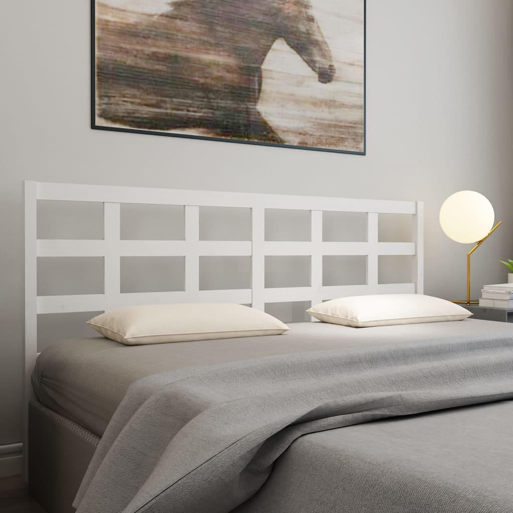 Bed Headboard White 205.5x4x100 cm Solid Wood Pine