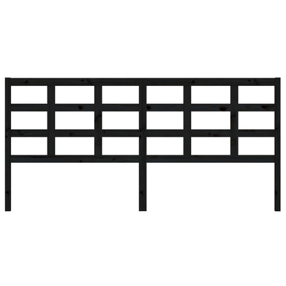 Bed Headboard Black 205.5x4x100 cm Solid Wood Pine