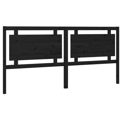 Bed Headboard Black 205.5x4x100 cm Solid Pine Wood
