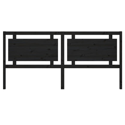 Bed Headboard Black 205.5x4x100 cm Solid Pine Wood