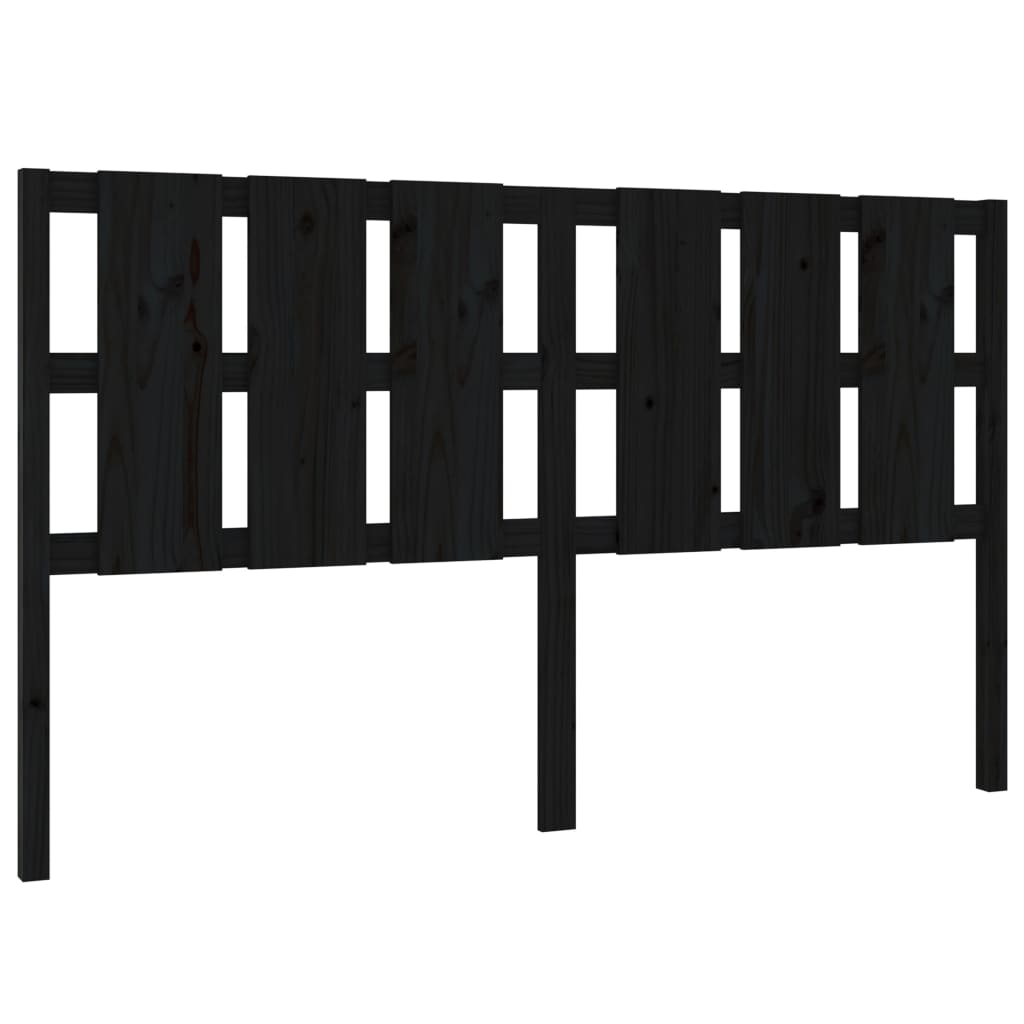 Bed Headboard Black 185.5x4x100 cm Solid Wood Pine