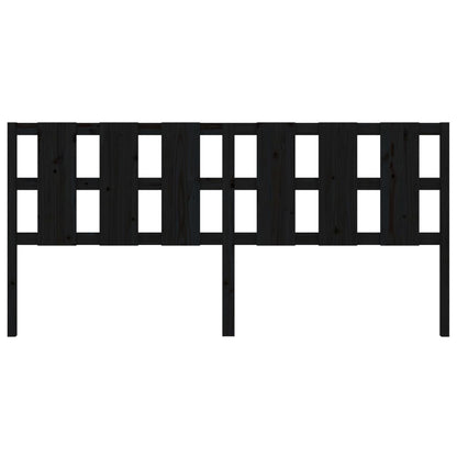 Bed Headboard Black 205.5x4x100 cm Solid Wood Pine