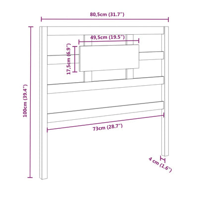 Bed Headboard Black 80.5x4x100 cm Solid Wood Pine