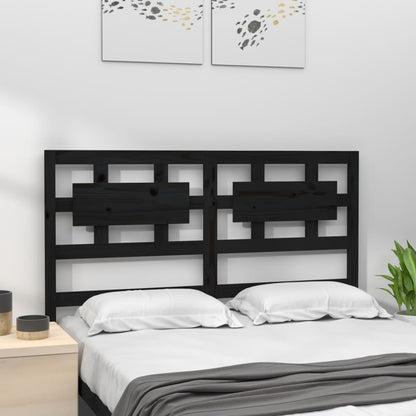 Bed Headboard Black 125.5x4x100 cm Solid Wood Pine