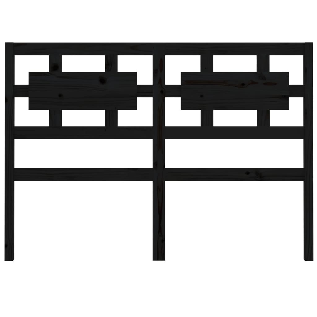 Bed Headboard Black 125.5x4x100 cm Solid Wood Pine