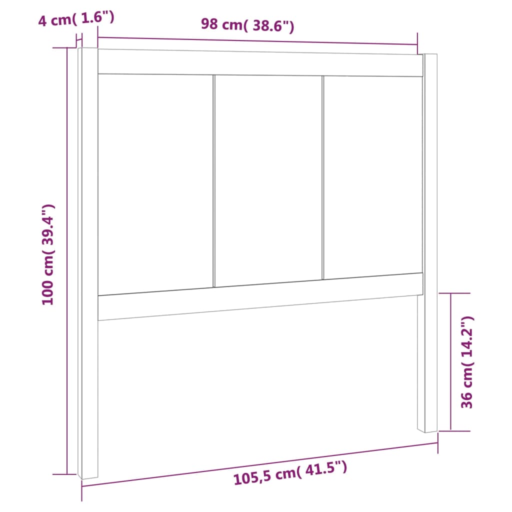 Bed Headboard 105.5x4x100 cm Solid Pine Wood