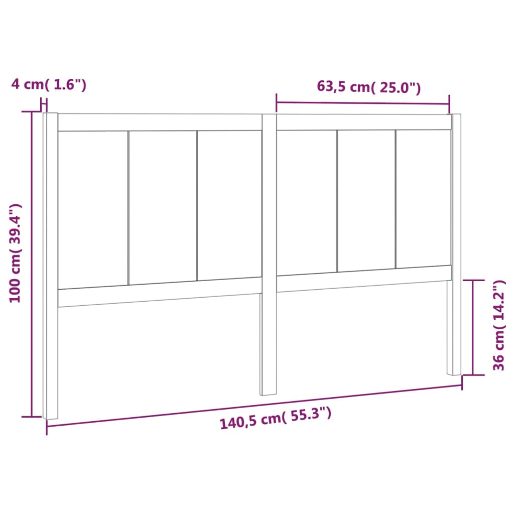 Bed Headboard 140.5x4x100 cm Solid Pine Wood