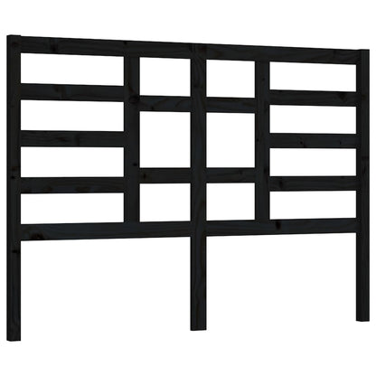Bed Headboard Black 146x4x104 cm Solid Wood Pine