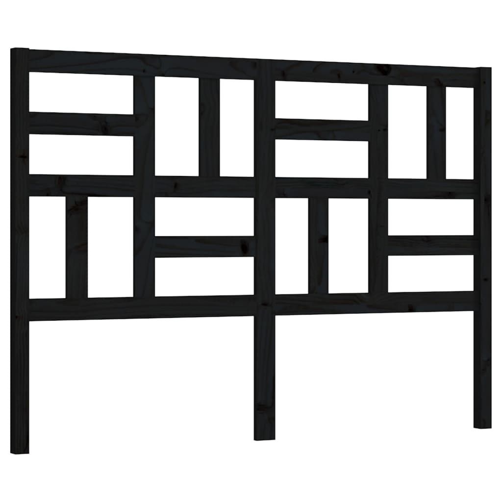 Bed Headboard Black 126x4x104 cm Solid Wood Pine