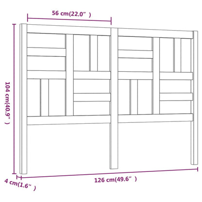 Bed Headboard Black 126x4x104 cm Solid Wood Pine