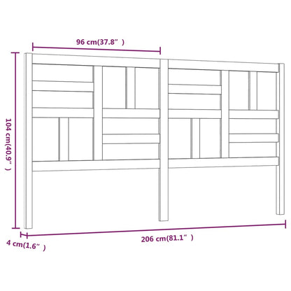 Bed Headboard Grey 206x4x104 cm Solid Wood Pine